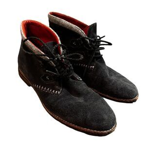 Trask Womens Size 7 Black Flat Ankle Booties Suede Boots Shoelace Tied